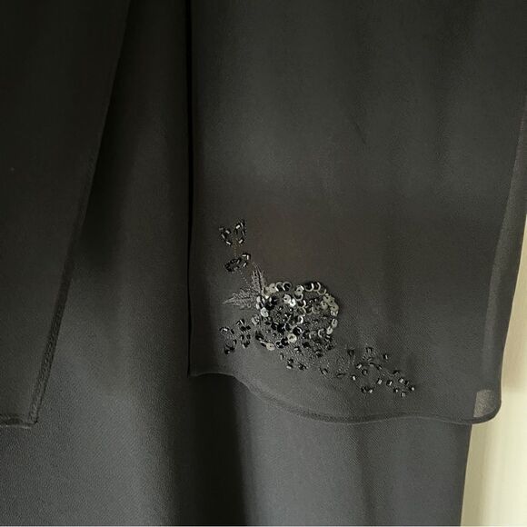 Karin Stevens Black Chiffon Embellished Embroidered Maxi Formal Dress Size 12 - Picture 7 of 11